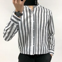 에이피티 빅사이즈 스트라이프 헨리넥 셔츠