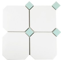 중앙데코 옥타곤 팔각모자이크 타일 148각, 옥타곤모자이크/148각 화이트+민트포인트, 1장