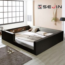 세진침대 마카롱 모던 수납 범퍼형 패밀리침대, 3-2.마카롱 범퍼형 패밀리침대+솔리드본넬_초코브라운