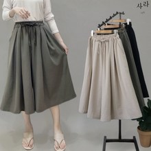  사라7351 살랑 통 치마바지 밴딩 플레어 7부 