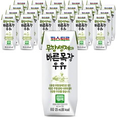 파스퇴르 무항생제 인증 바른목장 우유, 125ml, 24개