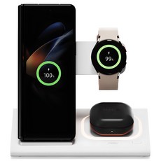 무아스 플랫스퀘어 3in1 고속 무선충전 무드등 거치대 23W 갤럭시워치 버전, 화이트, 1개