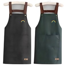city sky 초경량 다용도 포켓장식 생활방수 앞치마1+1, 블랙+그린 (표준형), 2개