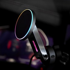 카슈아 맥세이프 차량용 핸드폰 거치대 LED 고속 무선 충전, 블랙, CO-HD02