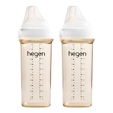 헤겐 대용량 젖병 330ml 트윈팩 + 꼭지, 화이트, 2개