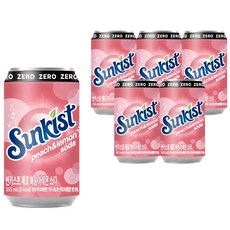 썬키스트 제로 복숭아레몬 소다, 355ml, 6개