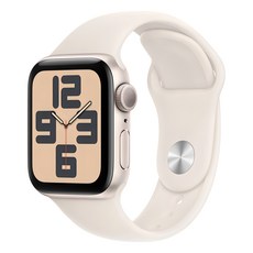 Apple 정품 2024 애플워치 SE 2세대 알루미늄 케이스, 40mm, GPS, 스타라이트 / 스타라이트 스포츠 밴드, M/L