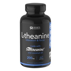 SPORTS RESEARCH L-茶胺酸無麩質軟膠囊 200mg, 60顆, 1罐