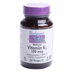 Bluebonnet 維他命K2 100mcg植物膠囊 無麩質 無糖, 50顆, 1罐