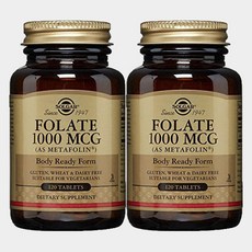 SOLGAR 葉酸無糖素食錠 1000mcg, 120顆, 2罐