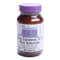 Bluebonnet β-胡蘿蔔素&維他命CE&硒植物膠囊 無麩質, 60顆, 1罐