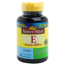 Nature Made 萊萃美 維他命E軟膠囊 1000IU, 1個, 60 件
