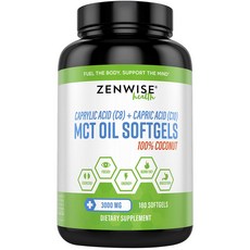 Zenwise Health 椰子 MCT 油 3000 毫克軟膠囊, 1個, 180入