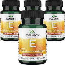 Swanson 斯旺森 維生素E軟膠囊 400IU, 60顆, 4罐