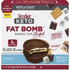 Slimfast Fat Bomb生酮杯子夾心餅 烤棉花糖巧克力夾心餅口味, 1盒, 240g