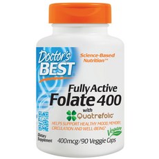 Doctor's BEST 葉酸素食膠囊 400mcg, 90顆, 1罐