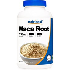 nutricost 瑪卡根無麩質膠囊 750mg, 180顆, 1罐