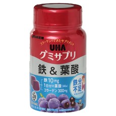 UHA 味覺糖 鐵質葉酸補充軟糖 綜合巴西莓口味 10mg, 1罐, 60顆