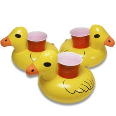 Gofloats Gofloats 充氣鴨子飲料架水上遊樂配件, 3入, 黃色