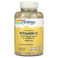 Solaray 緩釋維他命C玫瑰果西印度櫻桃素食膠囊 1000mg, 250顆, 1罐