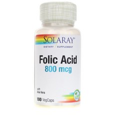 Solaray 葉酸素食膠囊 800mcg, 100顆, 1罐