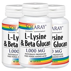 Solaray 左旋離胺酸β-葡聚糖膠囊 1000mg, 60顆, 3罐