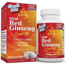 Terry Naturally 7X紅蔘咀嚼片 素食無麩質無糖 HRG80, 1個, 30 件
