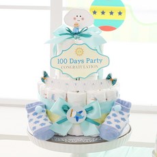 베이비베이커리 100일 파티 기저귀케이크 선물세트 돌용, 블루