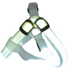 블럭마트 LED 애견 하네스 발광목줄 화이트, M (38 ~ 50 cm), 1개