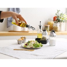 시노글라스 드레싱 세트 실버, 1세트, 그레이 오일병 실버 150ml x 2p + 원터치 양념병 실버 80ml x 2p + 거치대