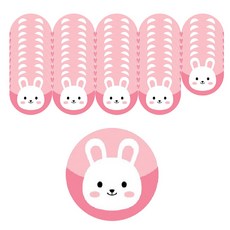 도나앤데코 원형스티커 8p, 토끼, 6개
