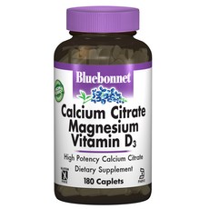 블루보넷 칼슘 시트레이트 마그네슘 비타민 D3 캐플렛 무설탕 글루텐 프리, 180정, 1개