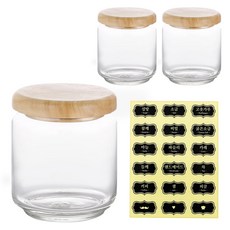 오션글라스 레터링 유리양념통 + 한글 스티커, 1세트, 양념통 500ml 3p + 한글스티커