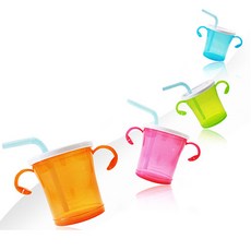 아가프라 빨대컵 180ml, 핑크, 오렌지, 블루, 그린, 4개