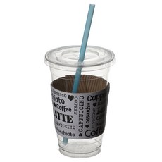 커피촌 투명 PET 아이스컵+평뚜껑+홀더+빨대, 470ml, 1개입, 100개