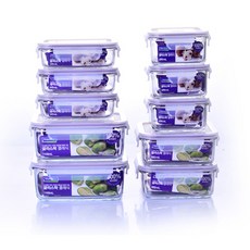 글라스락 퍼플에디션 밀폐용기 세트, 1세트, 직사각 1100ml x 2조 + 직사각 400ml x 3조 + 정사각 850ml x 2조 + 정사각 490ml x 3조