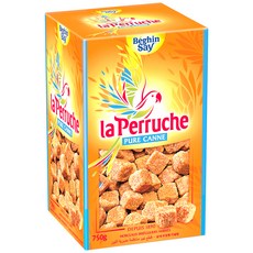 La Perruche 라 빠르쉐 브라운 슈가 큐브 750g(10.5oz) 앵무새 설탕 앵설 Cane Rough Cut Cubes 1 lb.10.50z(750g), 750g, 1set