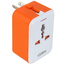 코시 팝블럭 USB 2포트 여행용 아답터 TA3024U 오렌지, 1개