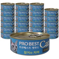 프로베스트 캣푸드 고양이 간식캔, 참치 + 치어 혼합맛, 24개입