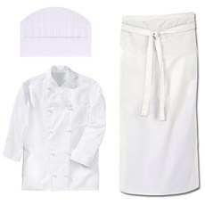 트리오브힐 7부 조리복 M + 앞치마 + 위생모자, 1개