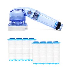 샤워플러스 SF1000 싱크대 핸디형 정수필터헤드 일반형 연수기 블루 + 녹물제거필터 8p, 1세트