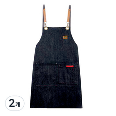공방용 바리스타 꽃집용 데님 앞치마, 블랙, 2개