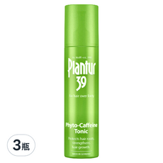 Dr.Wolff Plantur 39 植物與咖啡因頭髮液，強健髮根，促進健康生長，無添加矽靈，頭皮清爽無負擔, 200ml, 3瓶