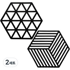 생활공식 모던 실리콘 냄비받침 2종 세트, 블랙, 2세트
