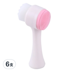 U-mop 雙頭軟毛洗臉刷, 粉色 3入, 6支