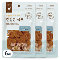 굿데이 건강한 육포 칩 강아지간식, 연어, 100g, 6개