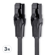 벤션 칼국수형 CAT.6 랜선 랜케이블 UTP 1Gbps, 블랙, 3개, 3m