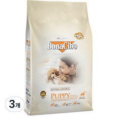 보나시보 퍼피 작은 알갱이 강아지 건식 사료, 닭, 1.2kg, 3개 - 보나시보사료