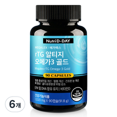 뉴트리디데이 메가렉스 rTG 알티지 오메가3 골드 92g, 90캡슐, 6개