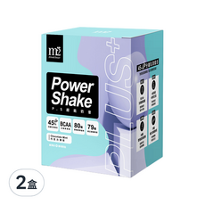 m2 美度 Power Shake 超能奶昔PLUS, 45%UP分離乳清蛋白 80種營養蔬果植物 奶素, 7包, 2盒